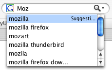 Search suggestions from Google being displayed in Firefox's search box