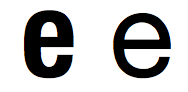 The two 'e' belong to the same fonts. One is condensed, the other normal and can be selected by 'font-stretch'.